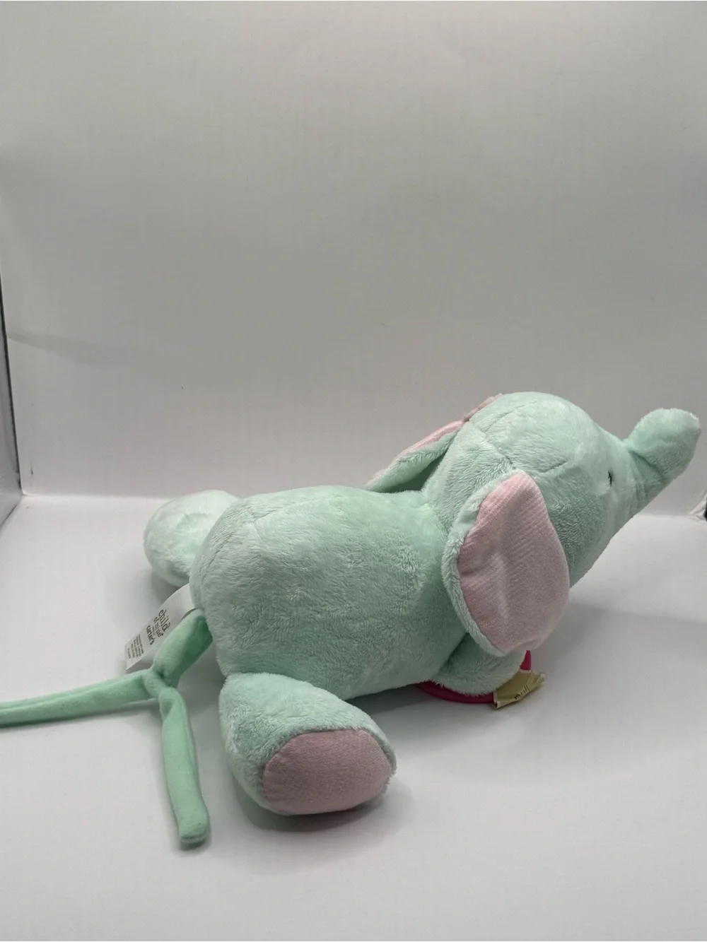 Child of Mine By Carters Green and Pink Plush Elephant Crib Toy Stuffed Animal